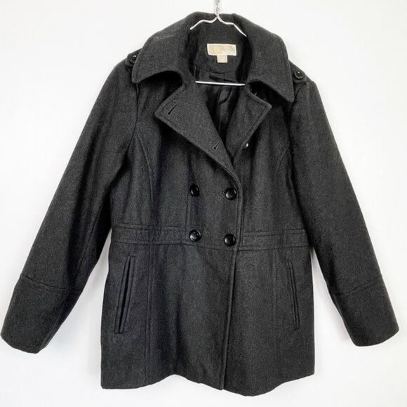 Michael Kors peacoat Charcoal gray double breasted wool blend Coat XLarge - Picture 7 of 7